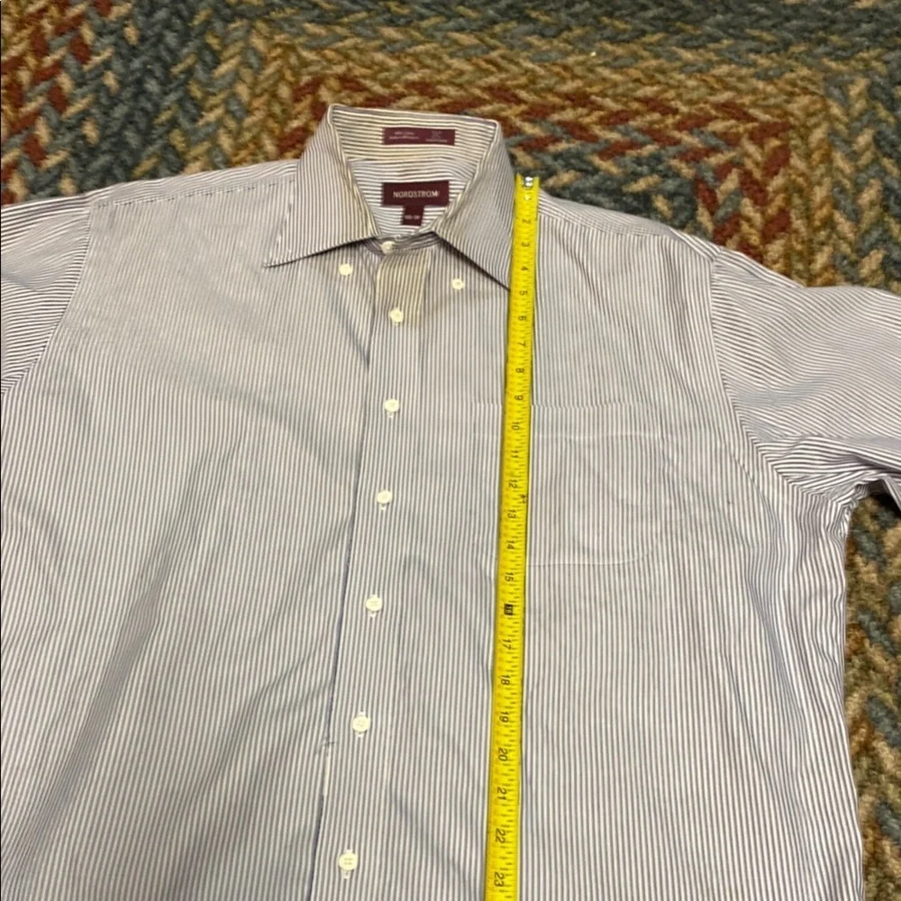 Nordstrom Blue Pin Stripe Dress Shirt with Pointed Collar Career Professional